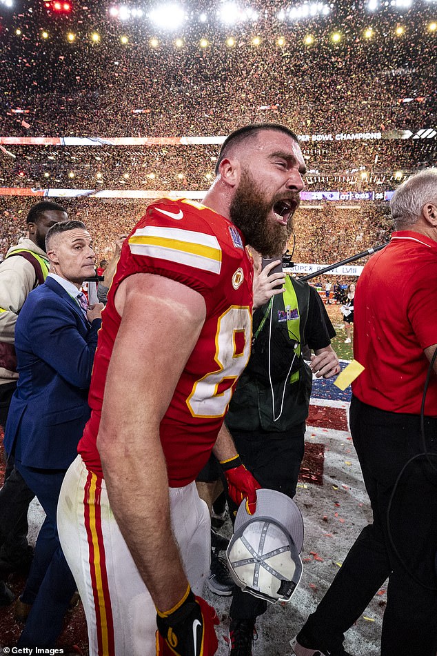 Kelce and the Chiefs won their third Super Bowl in five years against the San Francisco 49ers