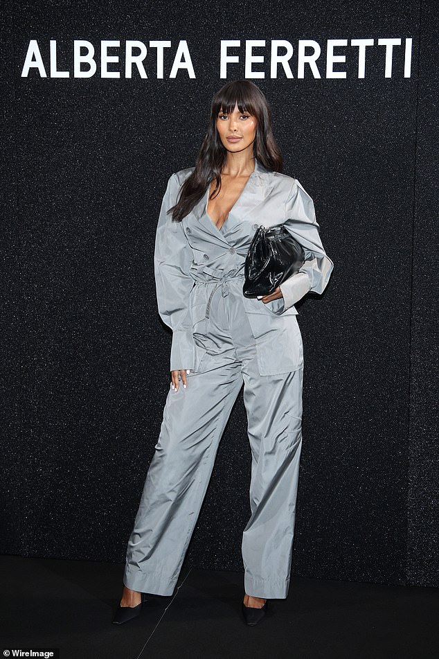 Maya cut a great figure during her appearance at the show, wearing a silver jumpsuit with a pair of black stilettos and a patent leather clutch.