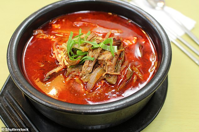 In the photo, yukgaejang, a spicy Korean stew of meat and vegetables, and one of the worst dishes that impacts biodiversity.