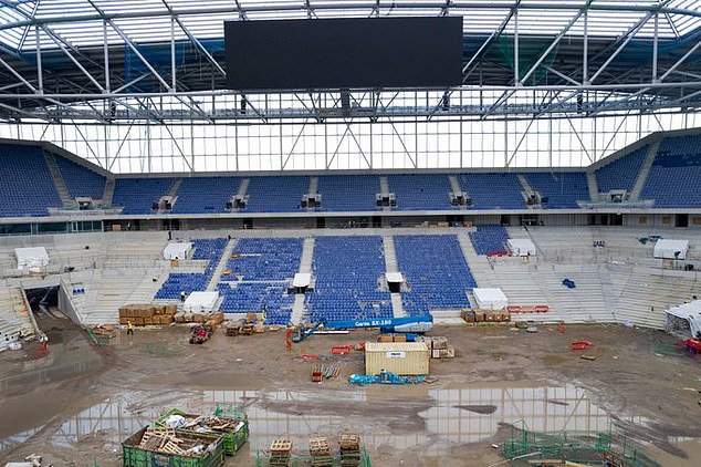 The stadium at Bramley-Moore Dock is expected to be completed by the end of the year.