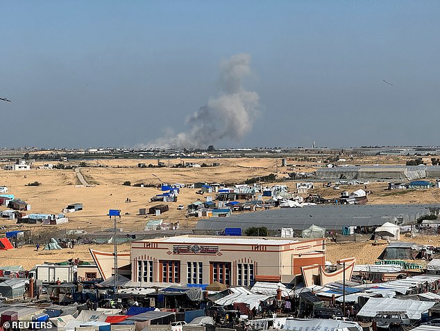 Smoke rises during Israeli ground operation in Khan Younis