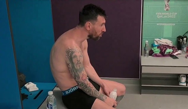 Lionel Messi was caught on camera hunched over in the locker room, seemingly in disbelief.