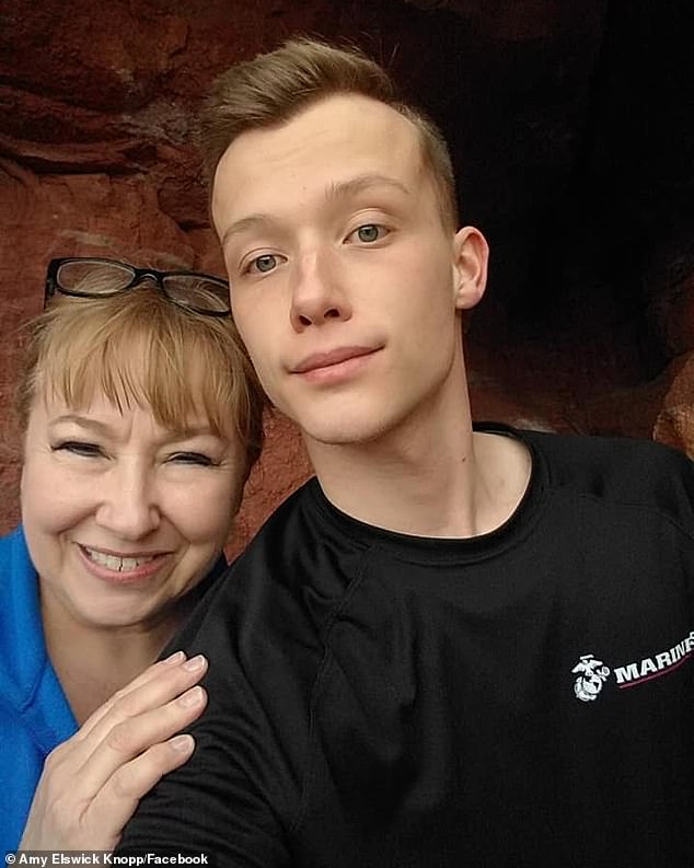 Knopp appears with his mother, Amy, in a photo posted online