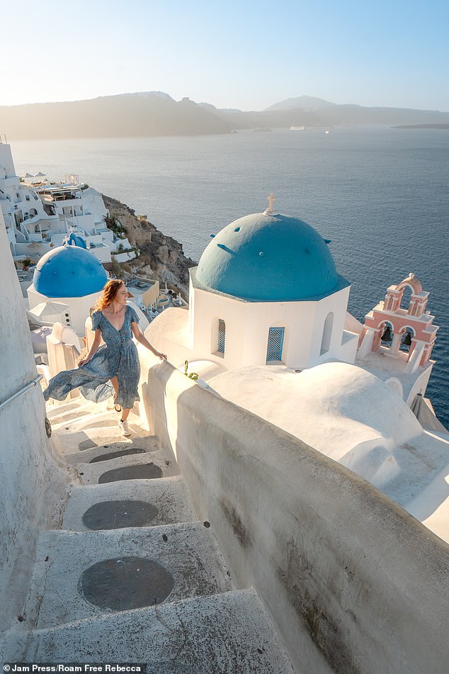 He also warned others to never reveal their accommodation as it could leave them vulnerable to having their items stolen or worse (pictured: Santorini, Greece).