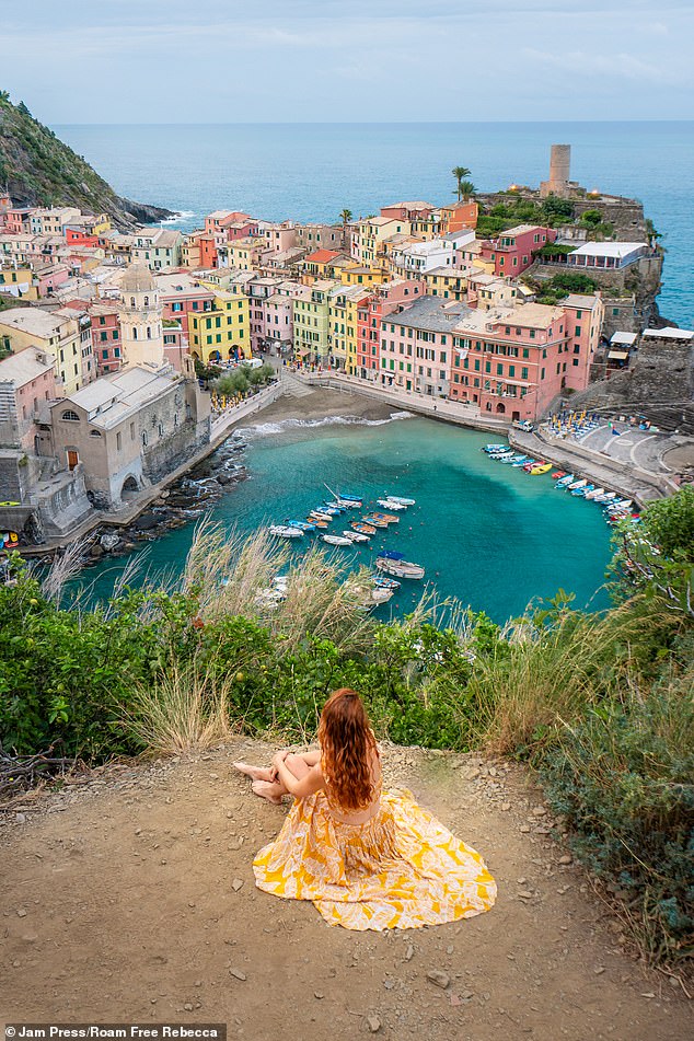 But what is Rebecca's biggest lie of all? Pretending that she doesn't know how to speak English. She says it's the best lie when you don't want to commit (pictured in Liguria, Italy)