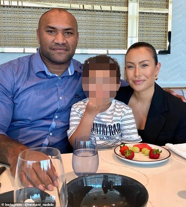 Nemani Nadolo (pictured with wife Kimbly and son Ethan, three) retired from rugby last year and is now a human resources manager.