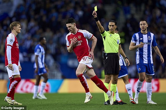 Declan Rice was handicapped by a yellow card in the first minute of the clash against Porto