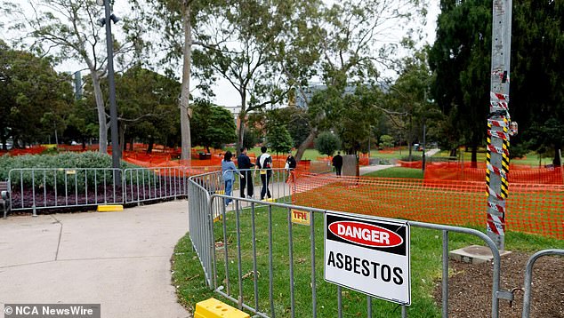 Nearly 800 locations in New South Wales, including schools and parks, have been tested for the deadly substance since it was first found in mulch at the newly opened Rozelle Parklands in January (pictured, Victoria Park).