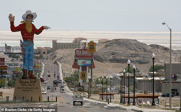 West Wendover, Nevada is seen looking across the border into Utah. The city is the closest place to Salt Lake City for casinos, legal recreational marijuana, and looser liquor laws.