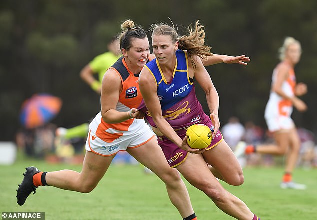 The three-time All Australian (pictured right in a match against GWS) gave birth to her daughter Riley just over three months ago.