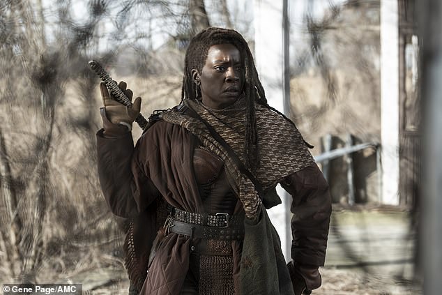 Danai is shown as Michonne in an image from the premiere of the next season of The Walking Dead: The Ones Who Live premiering Sunday on AMC.