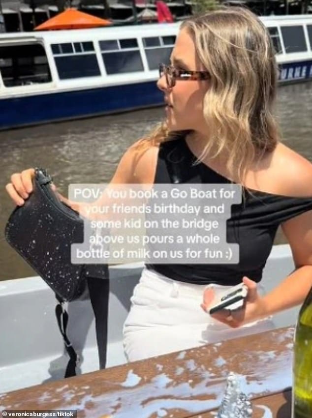 A group of girls had their day 'ruined' after they and a large expanse were covered in milk while approaching the Yarra River in a GoBoat on January 27.