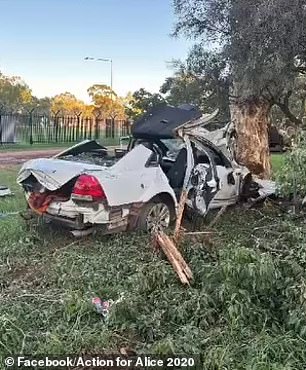 Stolen car crash on the streets of Alice Springs