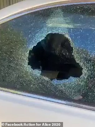 A broken car window