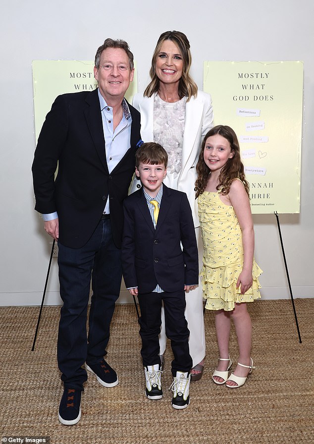 The television journalist also had the support of her husband Michael Feldman, 55, and her children, her daughter Vale, nine, and her son Charley, seven, at the event.