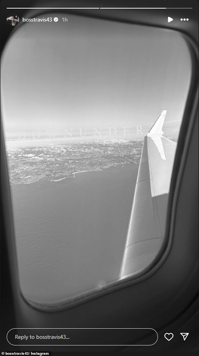 Ross had given his Instagram followers a glimpse of their flight from Hawaii while en route (pictured), before they were seen disembarking the ship together.