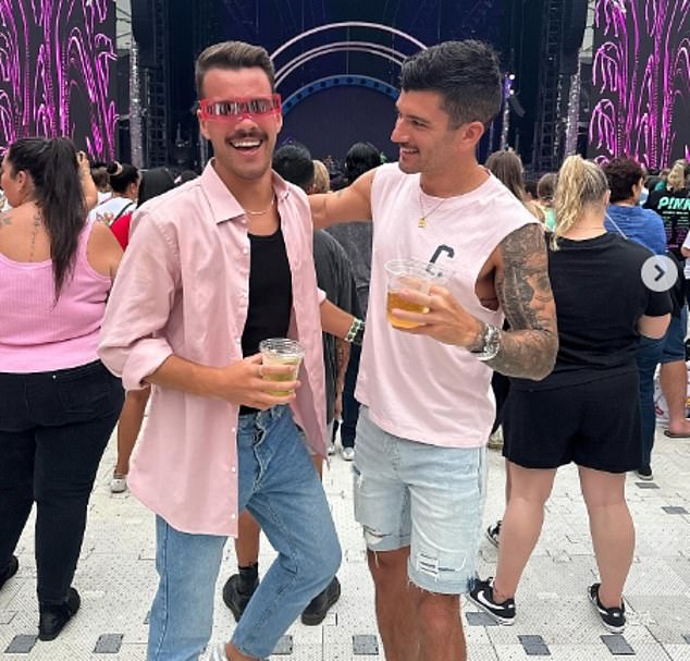 Jesse Baird posted photos three days ago of the couple together when they attended Pink's concert in Sydney two weeks ago (pictured)