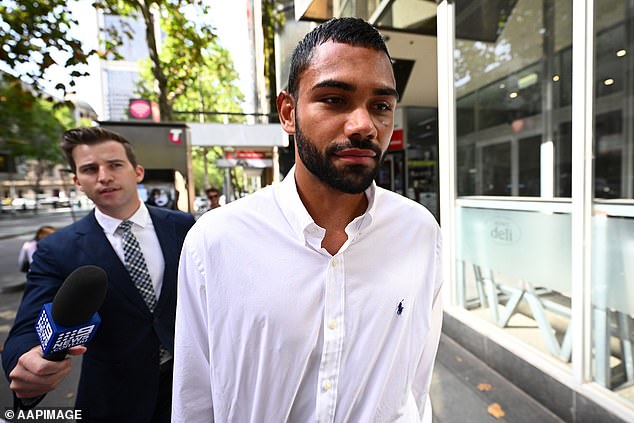 The 23-year-old (pictured outside a Melbourne pitch last year) will not be able to play any form of football during his monster suspension.