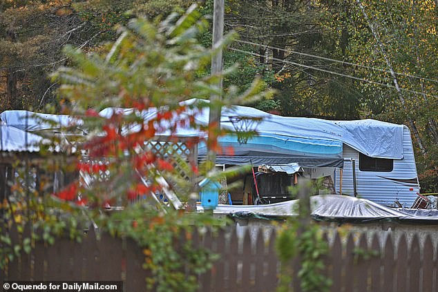 The trailer in which the young woman was found two days after being kidnapped