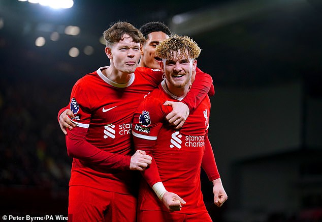 But they were powerless against Liverpool's second-half blitz, with Harvey Elliot scoring the Reds' 100th goal of the season in his 100th appearance for the club.