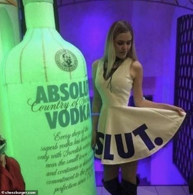 Oops! A vodka campaign appeared to go horribly wrong when the model's dress folded up covering half of the brand's name.