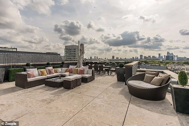 This terrace has plenty of space for entertaining and boasts panoramic views of central London.