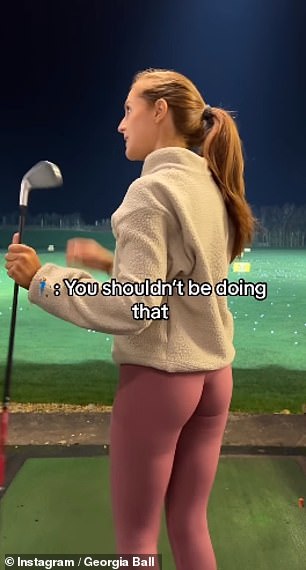She was practicing a new golf swing.