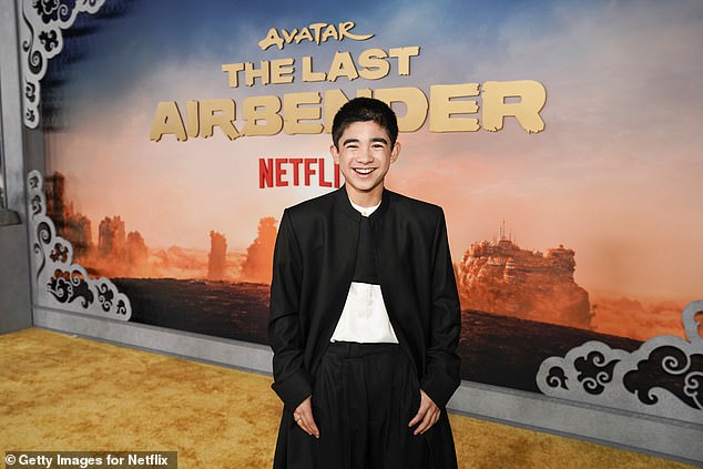 Gordon Cormier, who is of French and Filipino descent but grew up in Vancouver, Canada, plays Aang (pictured at an event in Los Angeles on February 15).