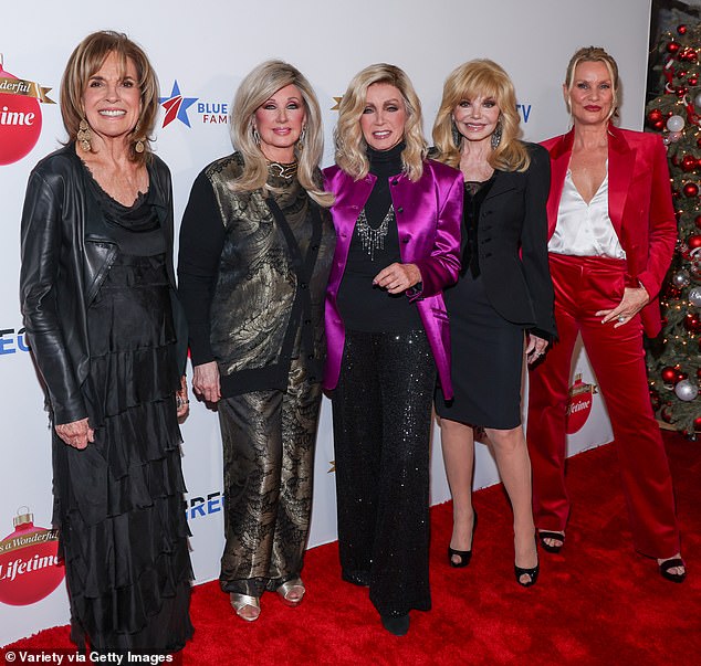 Linda Gray, Fairchild, Donna Mills, Loni Anderson and Nicollette Sheridan at Lifetime's Christmas Celebration in November