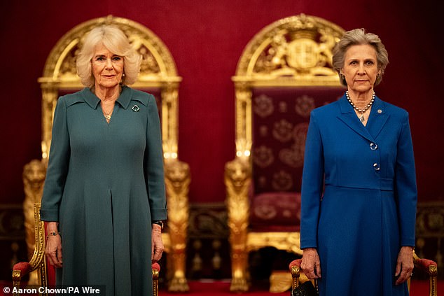 The Queen led the show, with the Duchess of Gloucester, dressed in a sophisticated blue ensemble, at her side