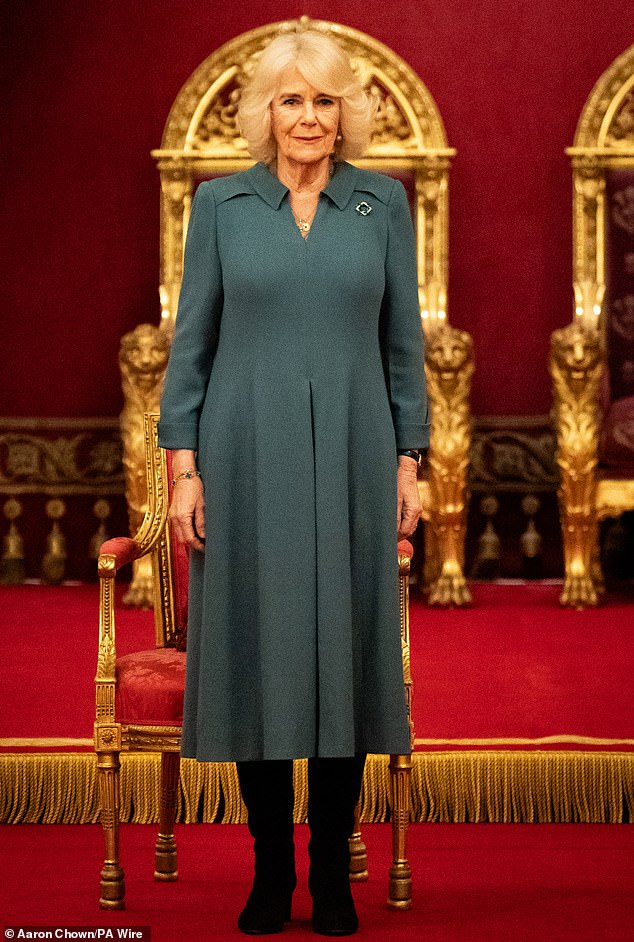 In 2020, the Queen (pictured today) supported the King, then Prince of Wales, on the occasion.