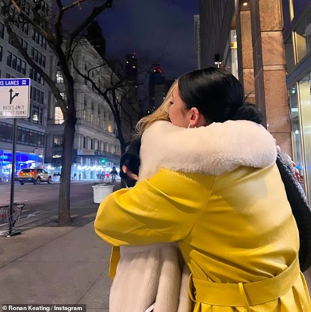 The singer, 46, took to social media to share the heartbreaking moment he had saying goodbye to her in New York after traveling there to see her on her birthday while his wife Storm hugged her.