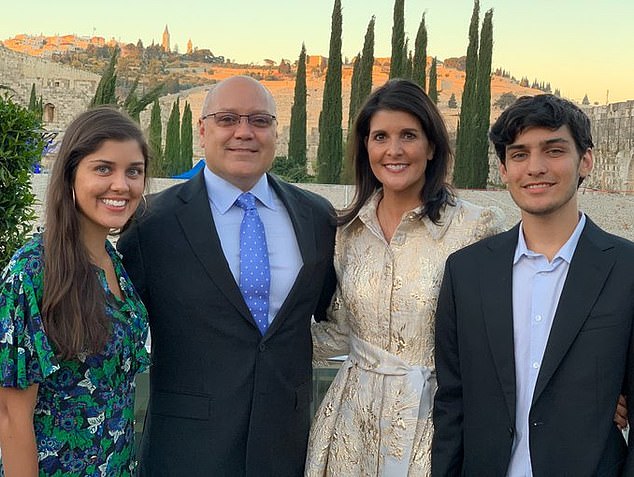 Haley, the daughter of Indian immigrants, is married to William Michael Haley (center left), a commissioned officer in the South Carolina Army National Guard. The two share a daughter, Rena (left), and a son, Nalin (right).