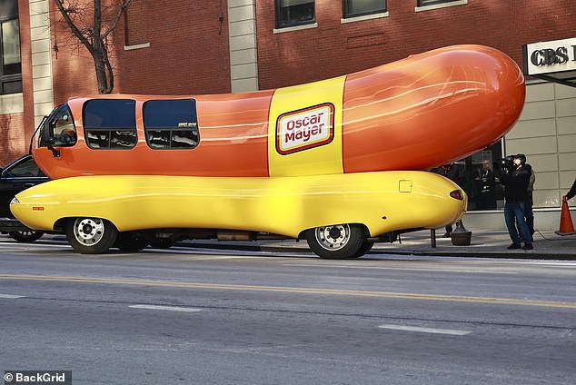 Then, her co-host and staff surprised her with a ride in the iconic Oscar Meyer Weinermobile.