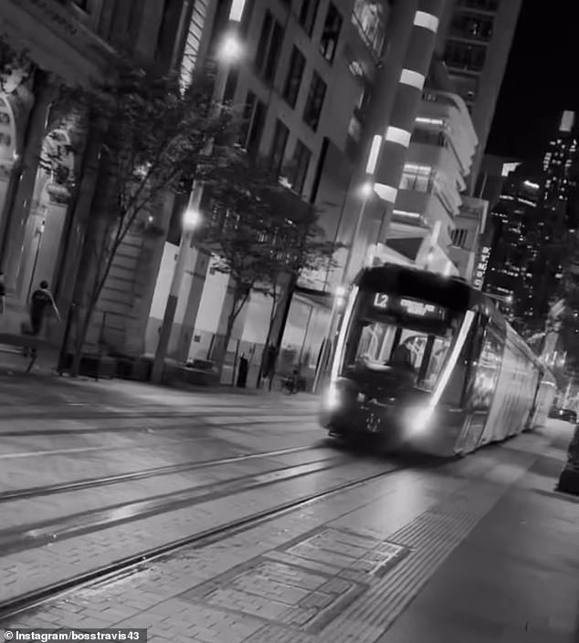 The NFL star shared an artistic black and white video of the local streetcar service as he strolled through the streets.