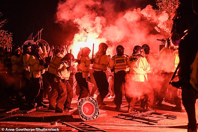 Legia Warsaw ultras clashed with fans and lines of police outside Villa Park last month.