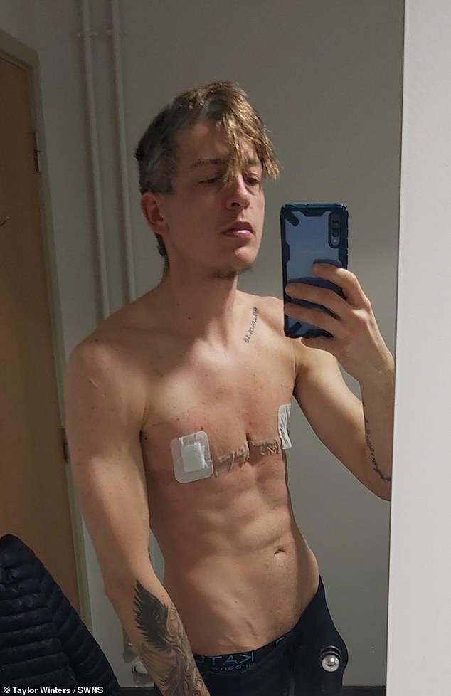 Taylor after undergoing top surgery in October 2019