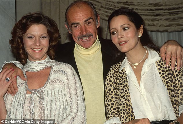 The actress is remembered for playing Miss Moneypenny in Never Say Never Again alongside Sean Connery in 1983 (pictured with Sean Connery and Barbara Carrera).