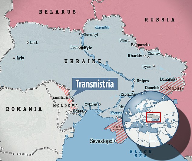 Transnistria is a landlocked strip along the Dniester River, which is wedged between Moldova and Ukraine.