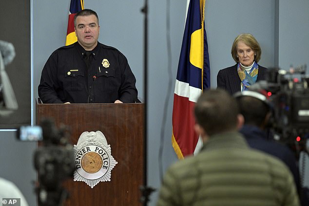 Denver Police Department Major Crimes Division Commander Matt Clark (left) and Denver District Attorney Beth McCann answer questions from reporters during a news conference at the Police Crime Laboratory of Denver in Denver, last Friday.
