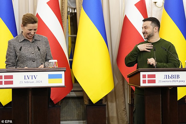 Denmark's Prime Minister Mette Frederiksen arrived in the western city of Lviv on Friday.