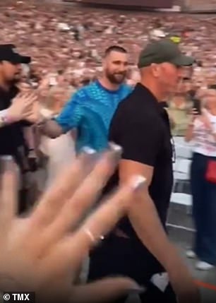 Travis (seen walking through the crowd at Taylor's show) landed in Sydney on Thursday morning via private jet.