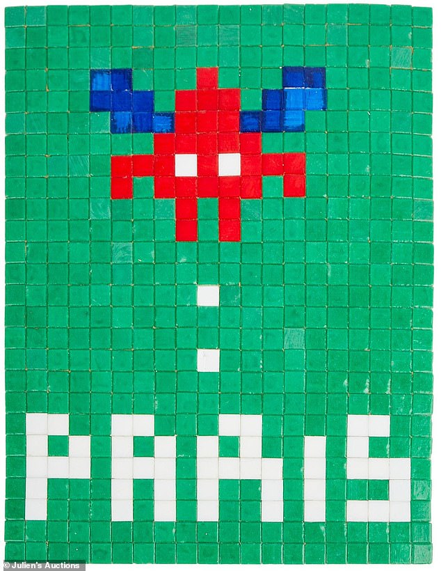 Pictured: Invader's original 'PA-605' Paris mosaic, which sold for $25,400 at Thursday night's auction.