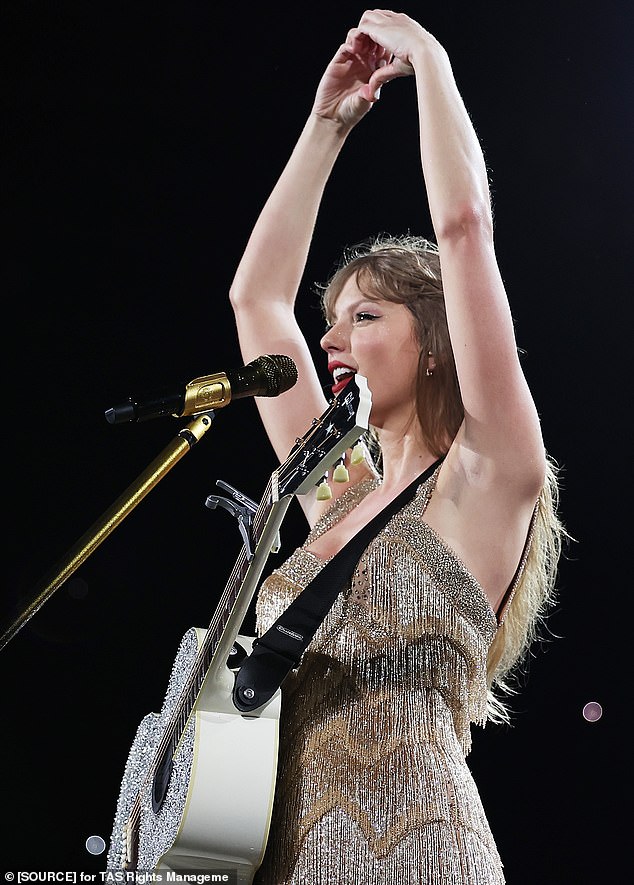 Taylor, 34, performed at Accor Stadium on February 23 and Travis showed his support in the crowd.