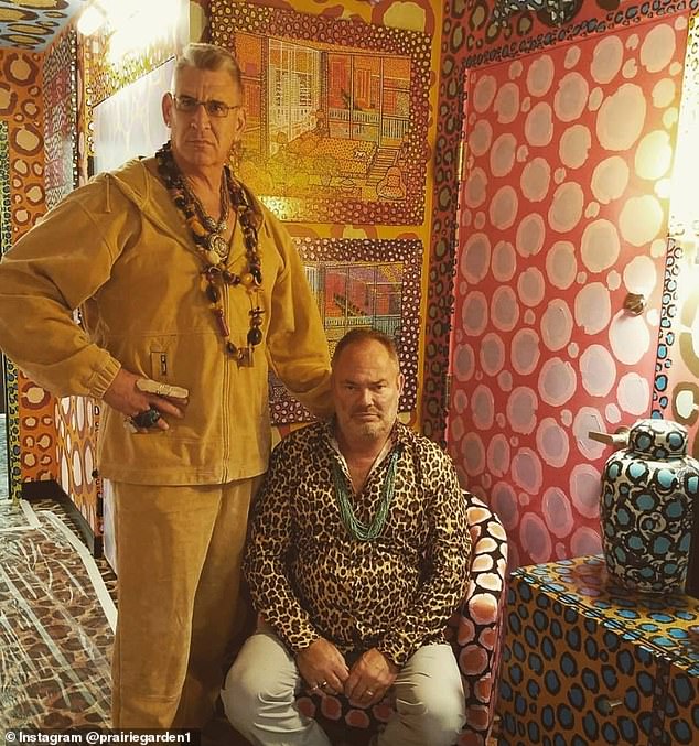 Pictured are artist Lon Michels (left) and his life partner Todd Olson (right) at the Leopard Room in 2019.
