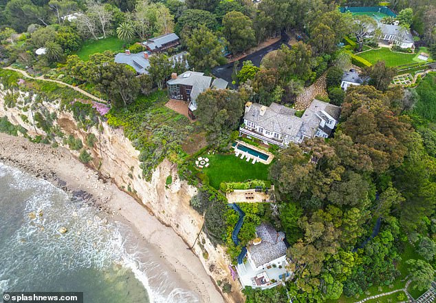 The couple may spend some time at Knispel's sprawling beachfront property, pictured, until they can move into the Beverly Hills property.