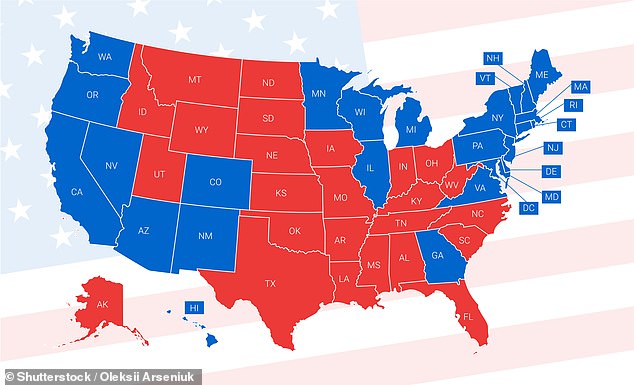 The 2020 presidential electoral map, above. Even though so many blue state residents have moved to southern red states, the political demographics have barely changed.