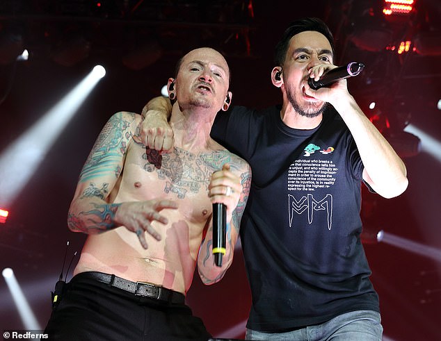 Part of Linkin Park's success was due to the vocal interplay between Bennington singing and Shinoda rapping in front of the band;  The duo is seen at the O2 Arena on July 3, 2017 in London, England, just 17 days before Bennington was found dead by suicide.