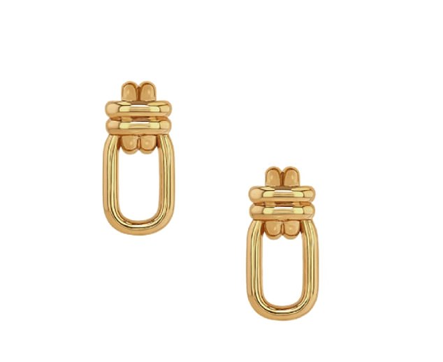 Her Anine Bing 'Double Cross' earrings looked perfect with her hair tied back for £250