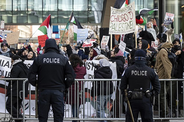 The scenes have become common throughout the United States. Protesters gather near the University of Illinois at Chicago campus, where first lady Jill Biden visited last month.